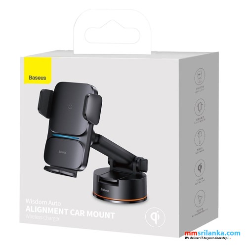 Baseus Wisdom Auto Alignment QI 15W Car Mount Wireless Charger（Suction base) Black